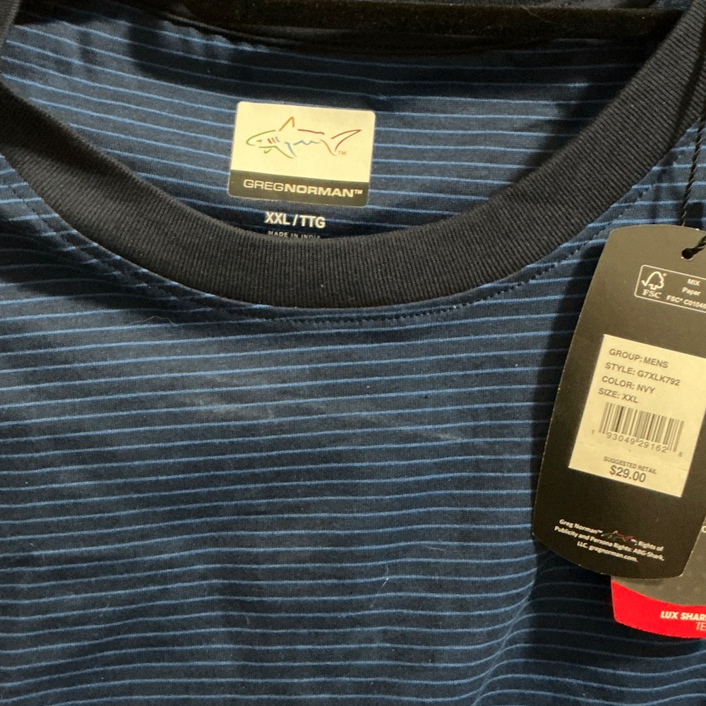 Greg Norman Collection Men's Blue Pinstripe Tee